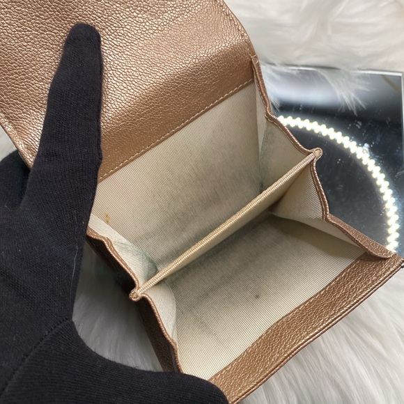 🏆Chanel Leather Compact Trifold Wallet Diamanté Embossed included insert & chain - Picture 10 of 13